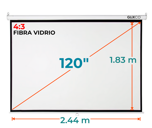 Ecran Manual 120 Pulg (4:3) 2.44x1.83 m / Fibra de Vidrio