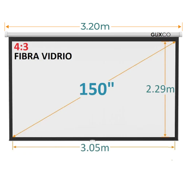 Ecran Manual 150 Pulg (4:3) 3.05x2.29 m / Fibra de Vidrio