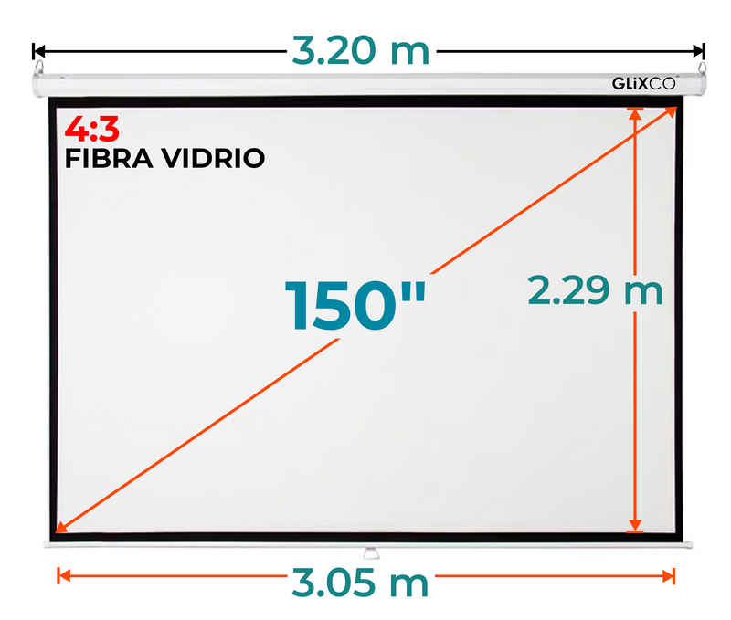 Ecran Manual 150 Pulg (4:3) 3.05x2.29 m / Fibra de Vidrio