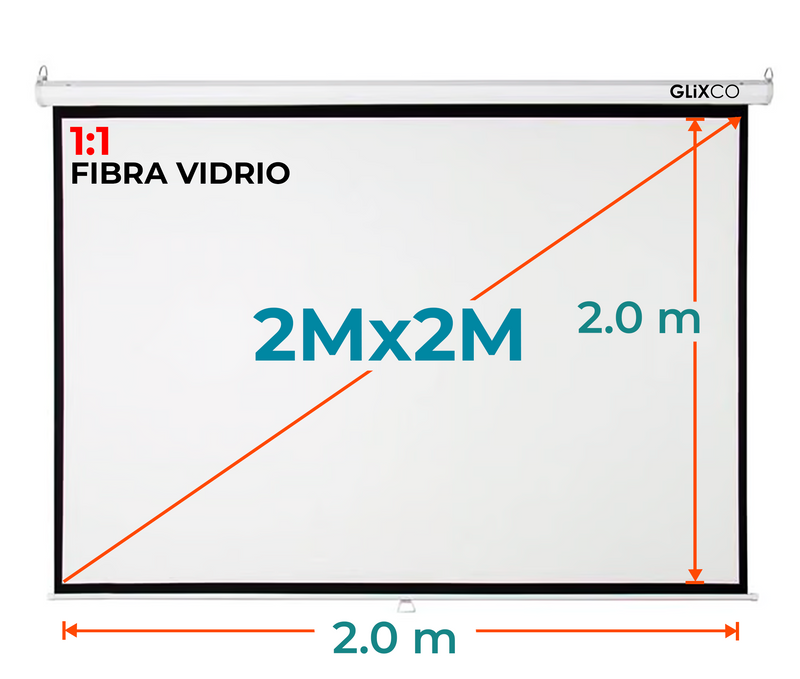 Ecran Manual 2mx2m Pulg (1:1) 2.0x2.0 m / Fibra de Vidrio