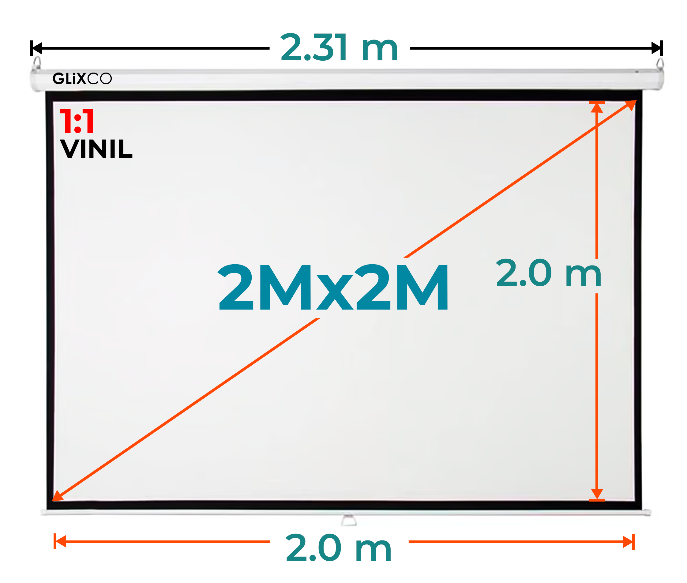 Ecran Manual 2mx2m Pulg (1:1) 2.0x2.0 m / Vinil