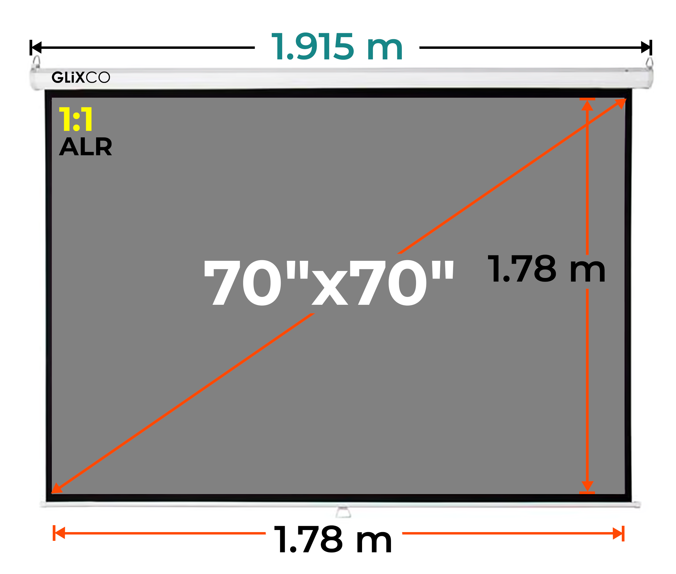 Ecran Gris Manual 70x70 Pulg (1:1) 1.78x1.78 m / ALR