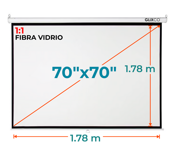 Ecran Manual 70x70 Pulg (1:1) 1.78x1.78 m / Fibra de Vidrio