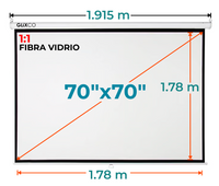 Ecran Manual 70x70 Pulg (1:1) 1.78x1.78 m / Fibra de Vidrio