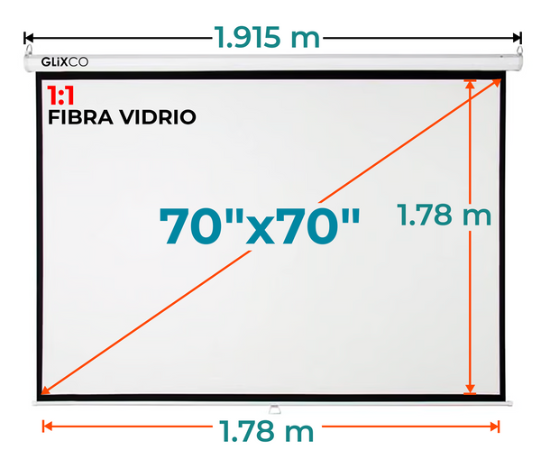 Ecran Manual 70x70 Pulg (1:1) 1.78x1.78 m / Fibra de Vidrio