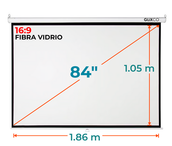 Ecran Manual 84 Pulg (16:9) 1.86x1.05 m / Fibra de Vidrio