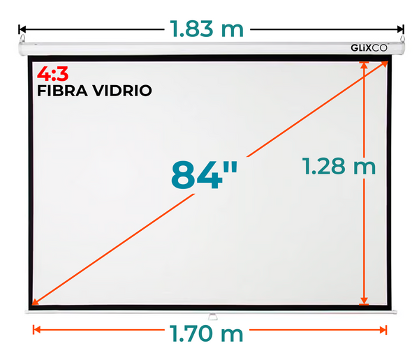 Ecran Manual 84 Pulg (4:3) 1.70x1.28 m / Fibra de Vidrio