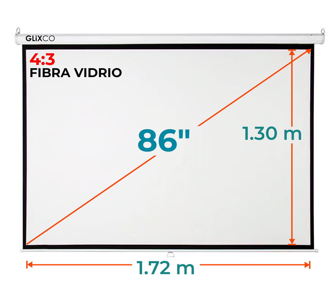 Ecran Manual 86 Pulg (4:3) 1.72x1.30 m / Fibra de Vidrio