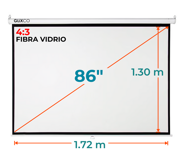 Ecran Manual 86 Pulg (4:3) 1.72x1.30 m / Fibra de Vidrio