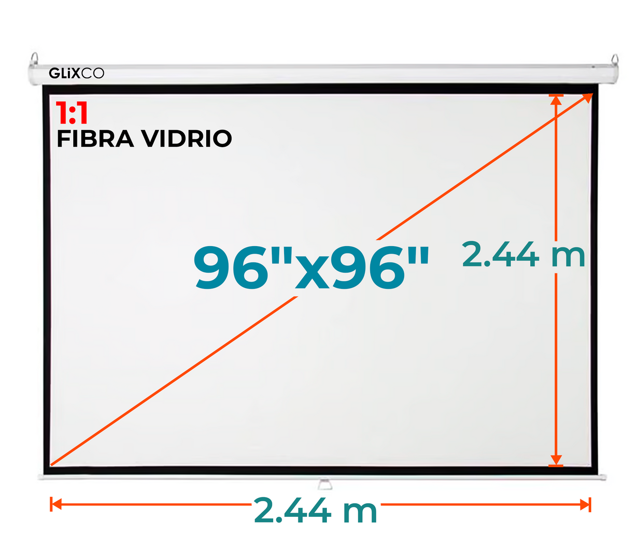 Ecran Manual 96x96 Pulg (1:1) 2.44x2.44 m / Fibra de Vidrio