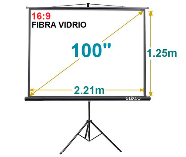 Ecran con Trípode 100 Pulg (16:9) 2.21x1.25 m / Fibra de Vidrio