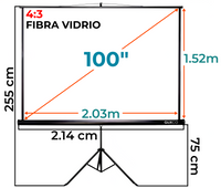 Ecran con Trípode 100 Pulg (4:3) 2.03x1.52 m / Fibra de Vidrio