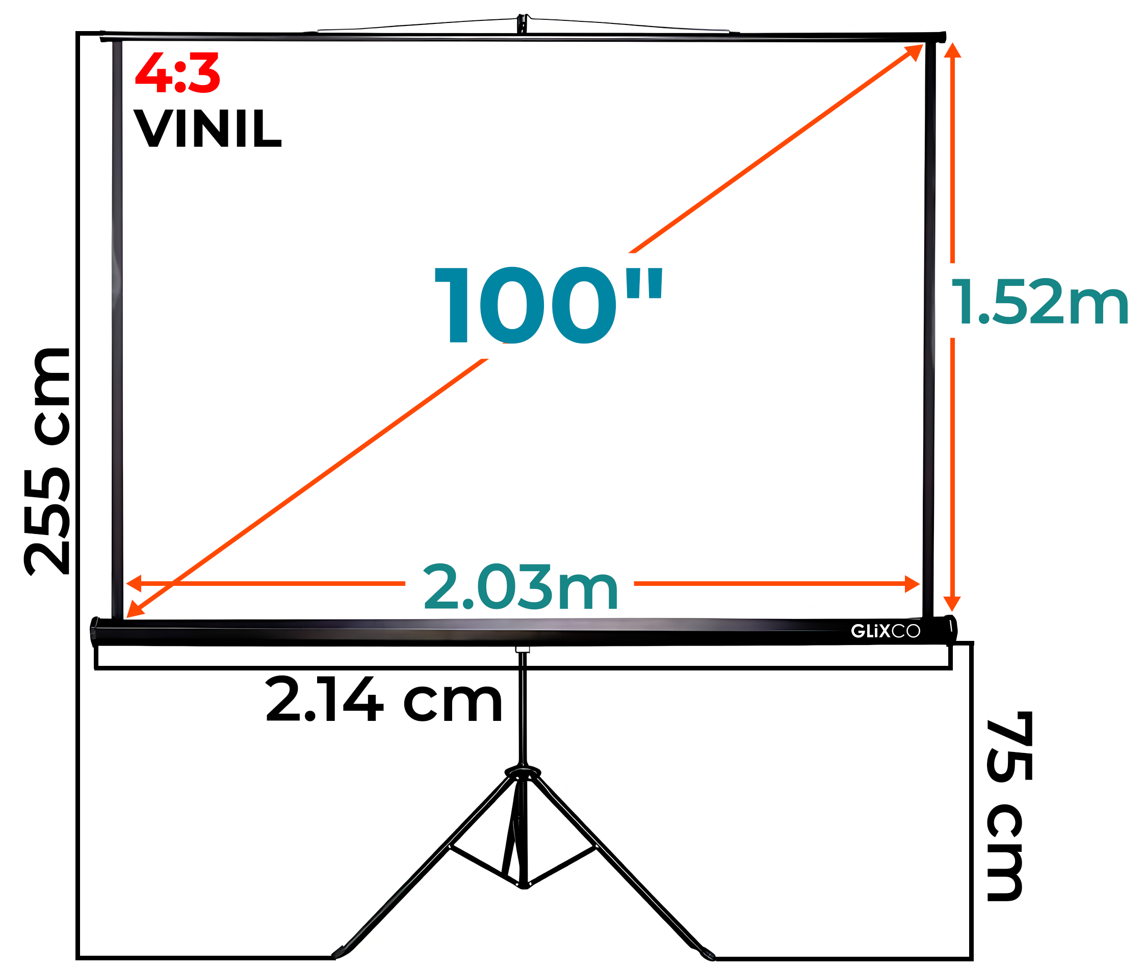 Ecran con Tripode 100 Pulg (4:3) 2.03x1.52 m / Vinil