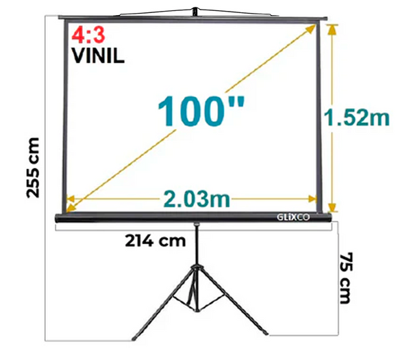 Ecran con Tripode 100 Pulg (4:3) 2.03x1.52 m / Vinil