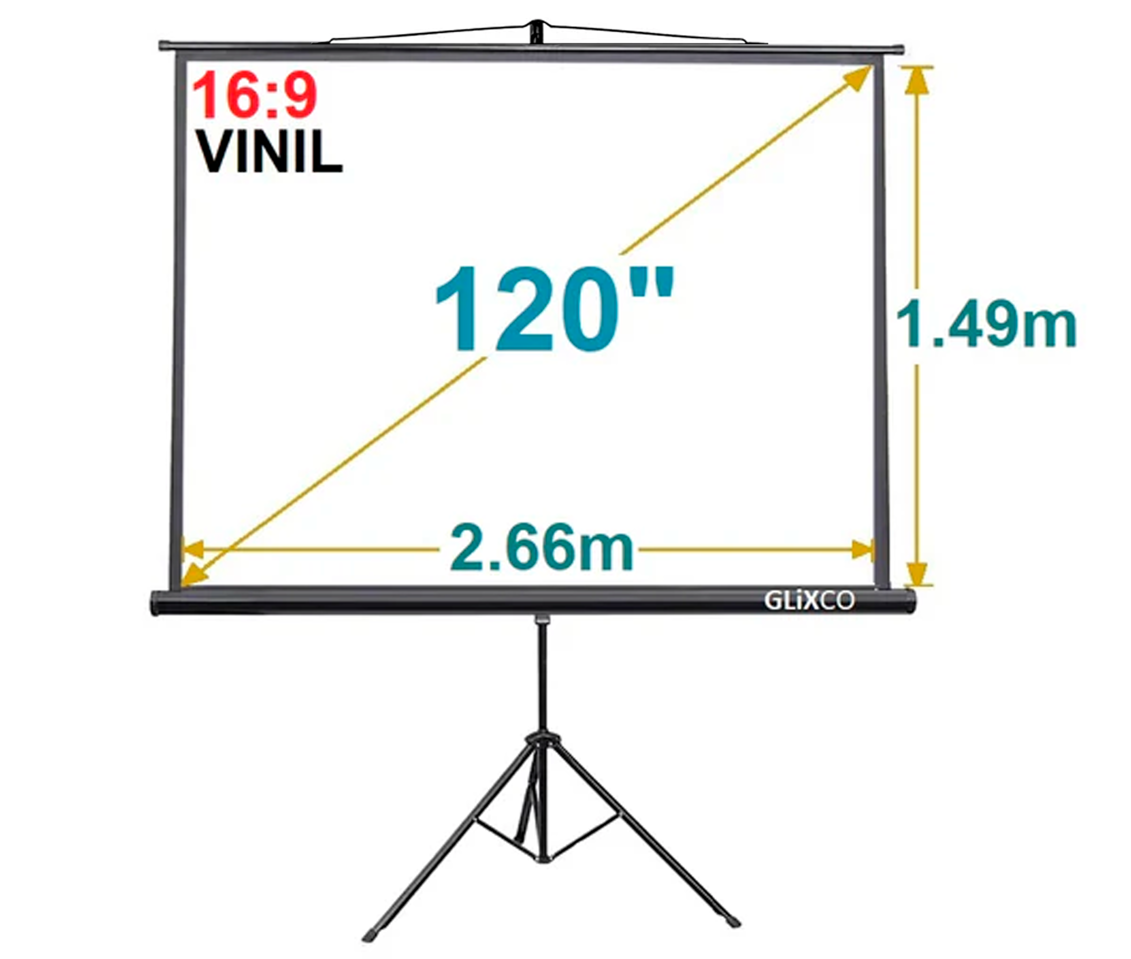 Ecran 120 Polegadas Em Cm Ecran con Trípode 120 Pulg (16:9) 2.66x1.49 m / Vinil
