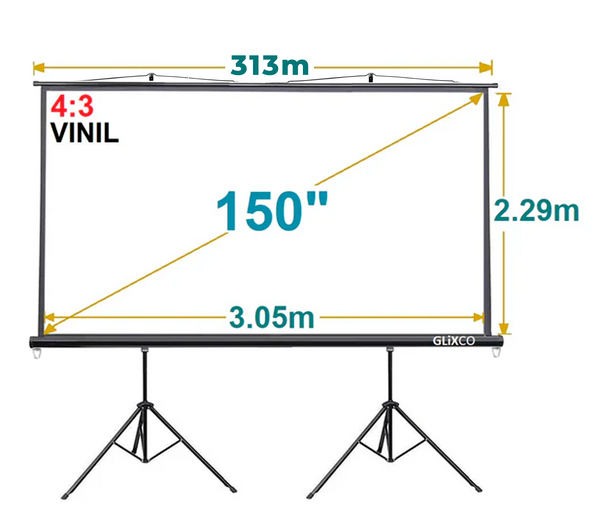 Ecran con Doble Trípode 150 Pulg (4:3) 3.05x2.29 m / Vinil