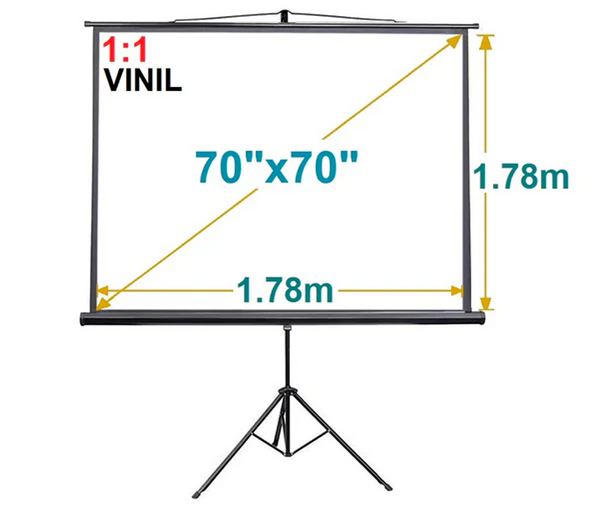 Ecran con Tripode 70"x70" Pulg (1:1) 1.78x1.78 m / Vinil