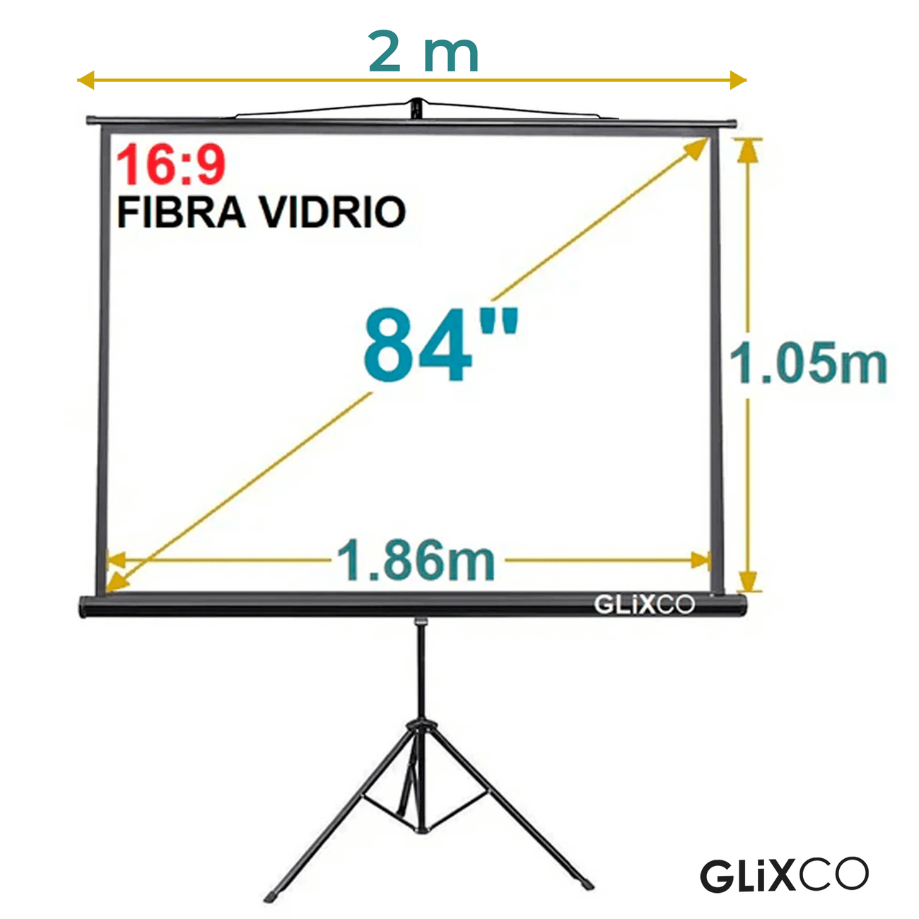 Ecran con Trípode 84 Pulg (16:9) 1.86x1.05 m / Fibra de Vidrio