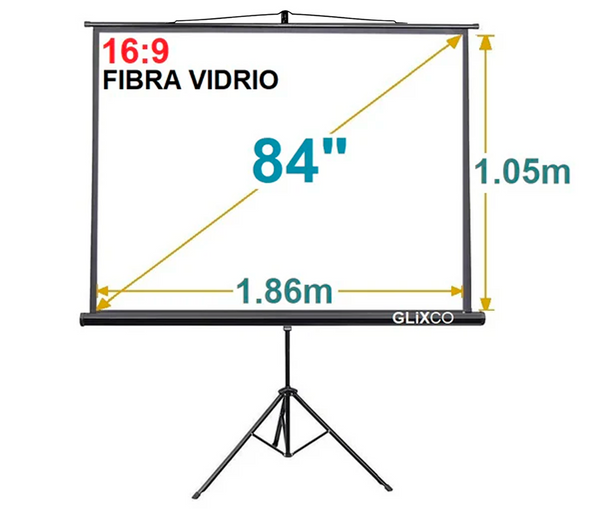 Ecran con Trípode 84 Pulg (16:9) 1.86x1.05 m / Fibra de Vidrio