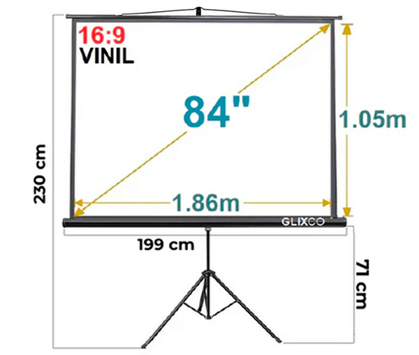 Ecran con Trípode 84 Pulg (16:9) 1.86x1.05 m  / Vinil