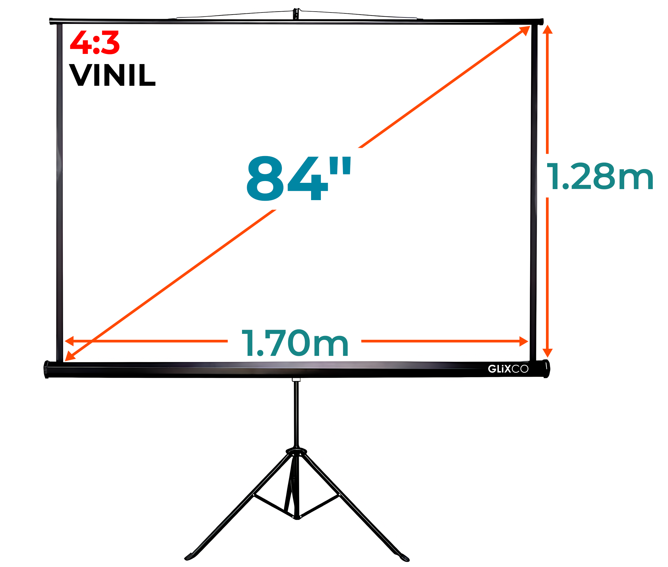 Ecran con Trípode 84 Pulg (4:3) 1.70x1.28 m / Vinil