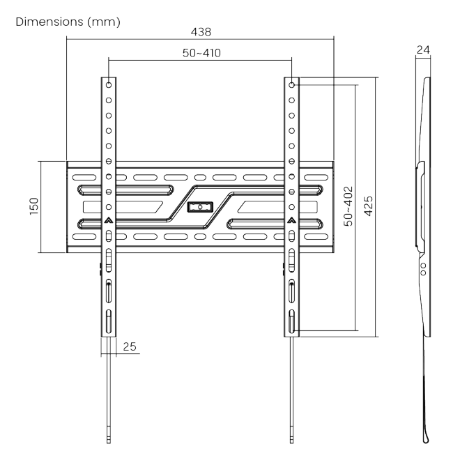 Rack Fijo para TV 32 a 75 Pulg / VESA Max 400x400mm / Carga 75 kg