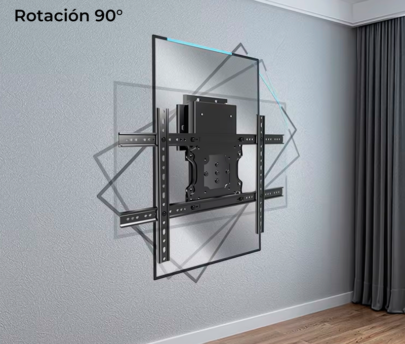 Rack Fijo con Rotacion Vertical y Horizontal para TV 37 a 75 Pulg / Giro 90° / VESA Max 600x400mm / Carga 50 kg