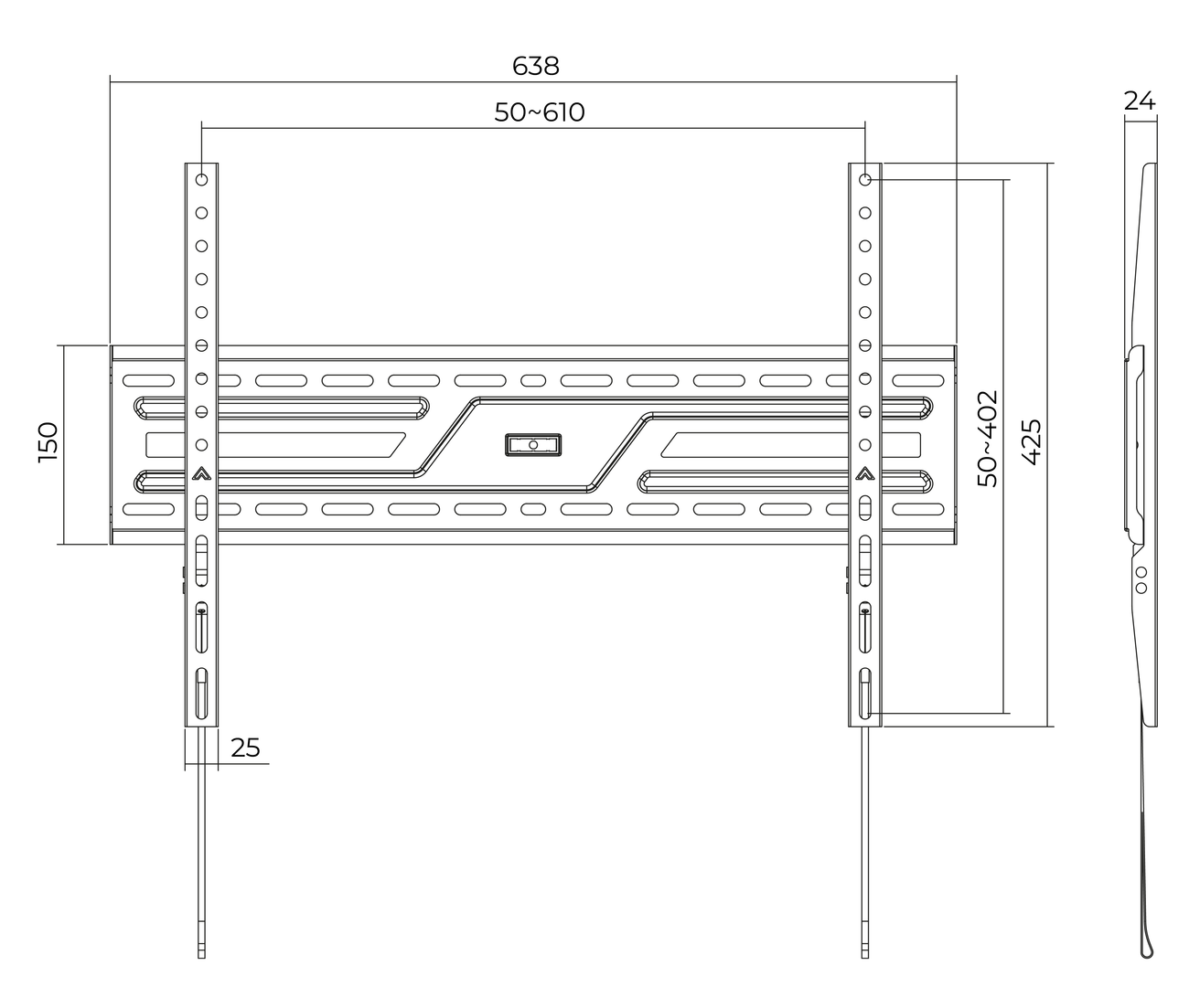 Rack Fijo para TV 37 a 86 Pulg / VESA Max 600x400mm / Carga 75 kg