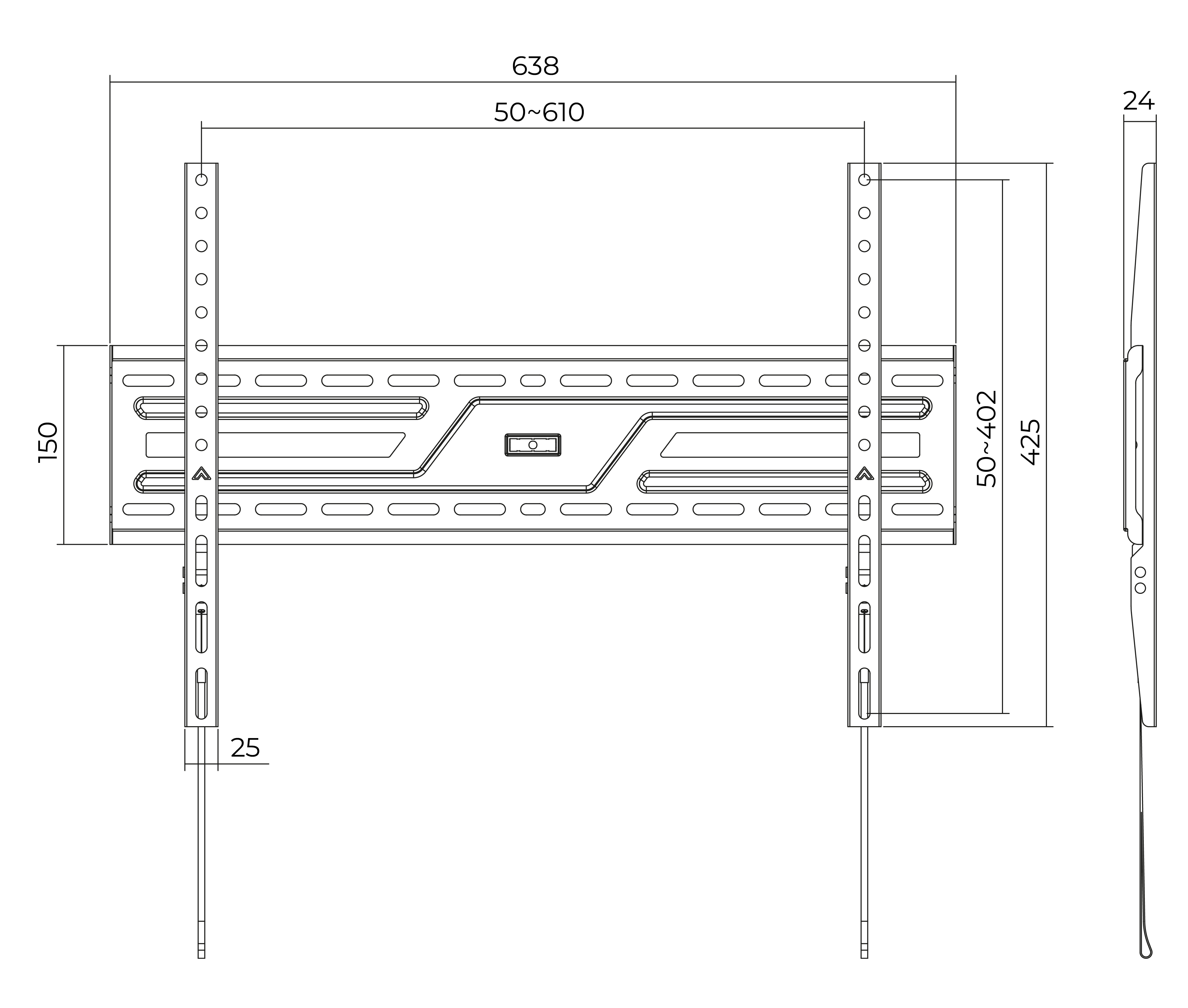 Rack Fijo para TV 37 a 86 Pulg / VESA Max 600x400mm / Carga 75 kg