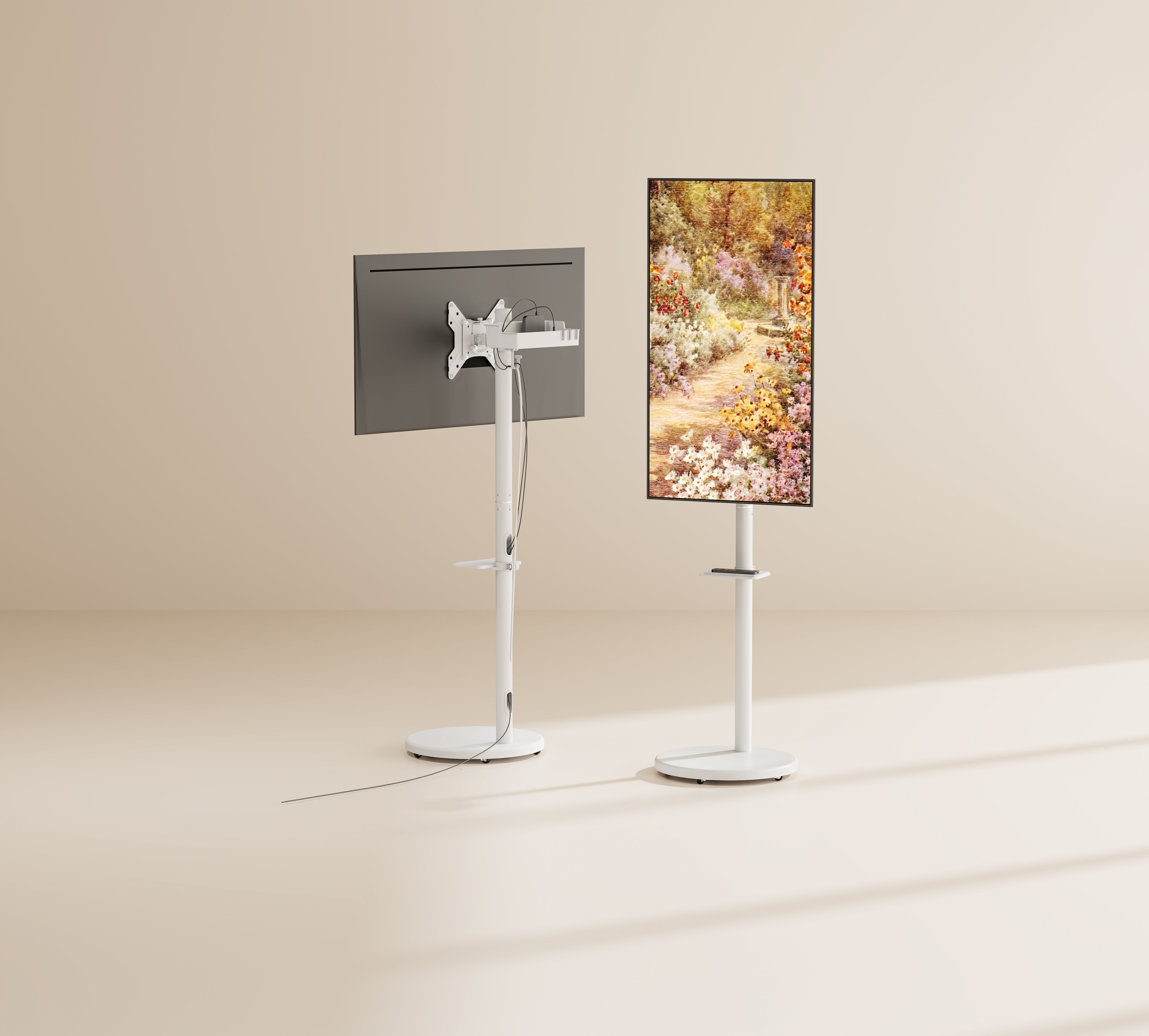 Soporte Pedestal con Base y ruedas ocultas para TV 17 a 43 Pulg / VESA Max 200x200mm