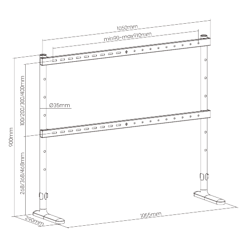 Base Soporte Pata Universal para TV 70 a 90 Pulg / VESA Max 900x400mm / Carga 60 kg