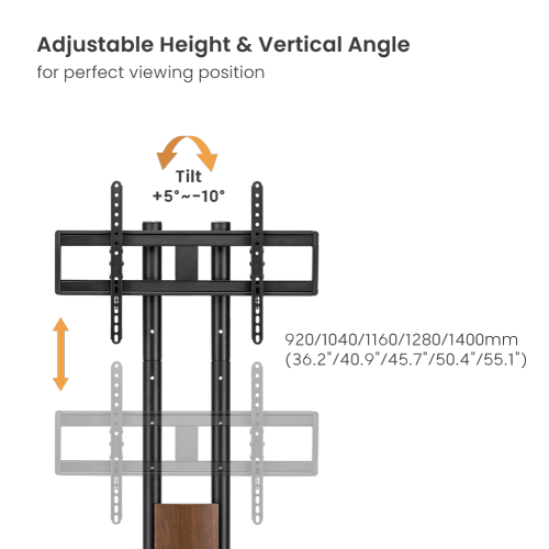 Soporte Pedestal con Base para TV 32 a 85 Pulg / VESA Max 600x400mm / Carga 50 kg