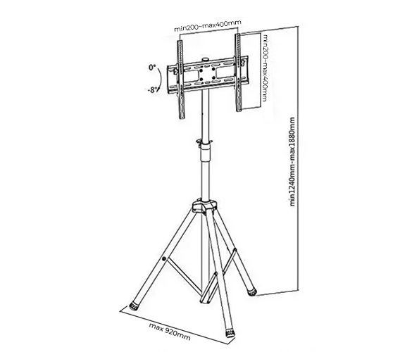 Pedestal Trípode para TV 32 a 55 Pulg / Vesa Max 400x400mm / Carga 35 kg