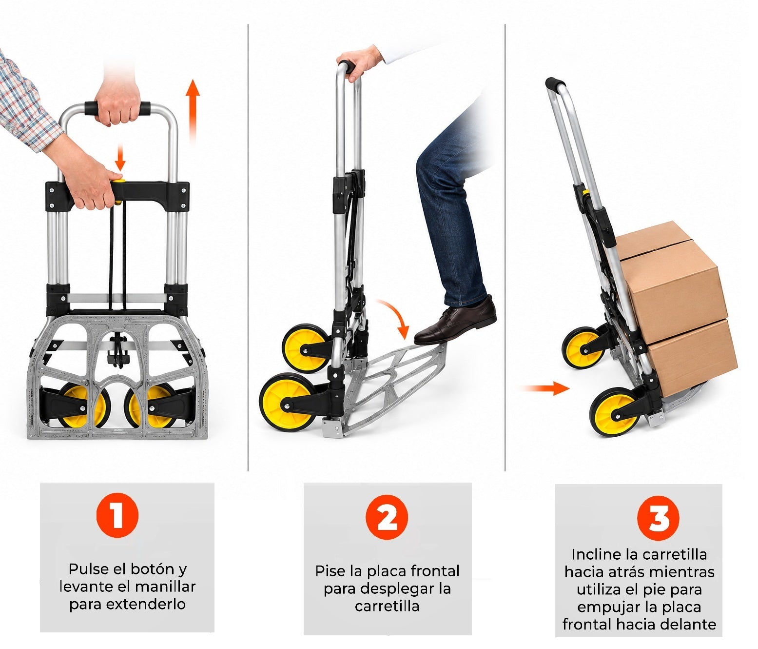 Coche Carreta Plegable de Aluminio- Carga 120 Kg - Ideal para transportarlo en la maletera del auto