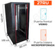 Gabinete de Piso para Servidores / 27 RU / 60x100x140 cm (AnchoxProf.xAlt.) / Puerta Frontal Vidrio Posterior Microperforada