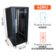 Gabinete de Piso Servidores / 42 RU / 80x80x206 cm (AnchoxProf.xAlt.) / Puerta Frontal Vidrio Posterior Doble Microperforada