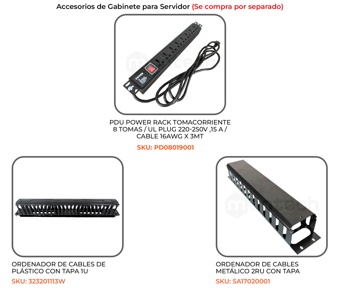 Gabinete de Pared para Servidores / 9 RU / 60x44x50 cm (Largo, ancho y alto)
