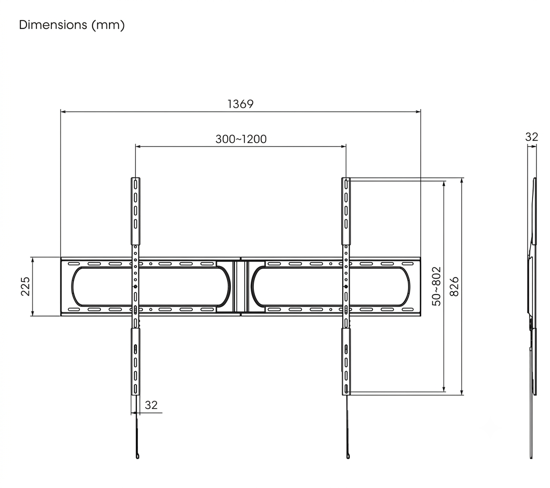 Rack Fijo para TV 37 a 140 Pulg / VESA Max 1200x800 / Carga 125 kg