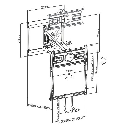 Rack para TV 43 a 70 Pulg / VESA Max 600x400mm / Carga 35 kg