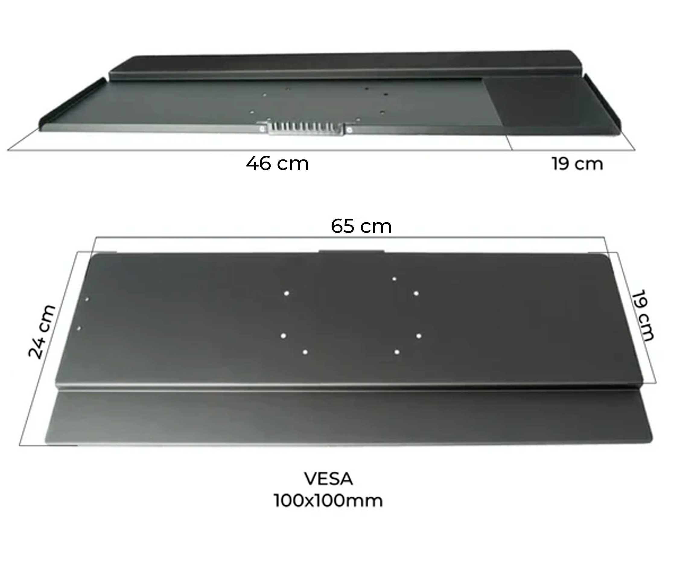 Bandeja para Teclado con reposa muñeca y mouse pad / VESA 100x100mm