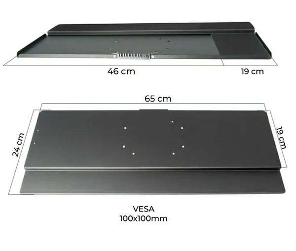 Bandeja para Teclado con reposa muñeca y mouse pad / VESA 100x100mm