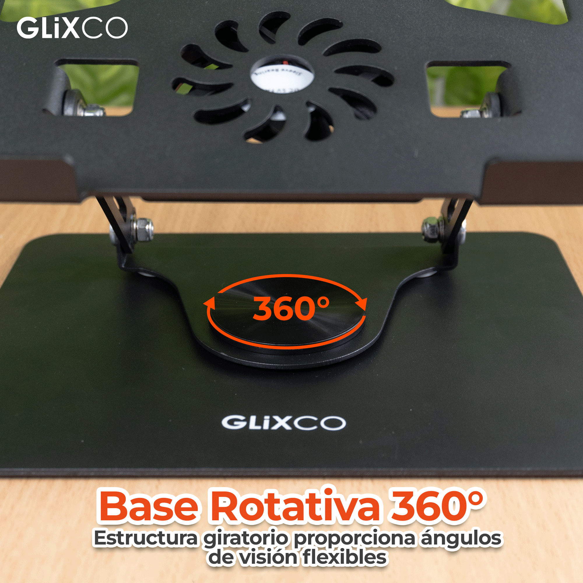 Soporte Plegable Giratorio 360°  para Laptop 11 a 15.6 Pulg / Cooler