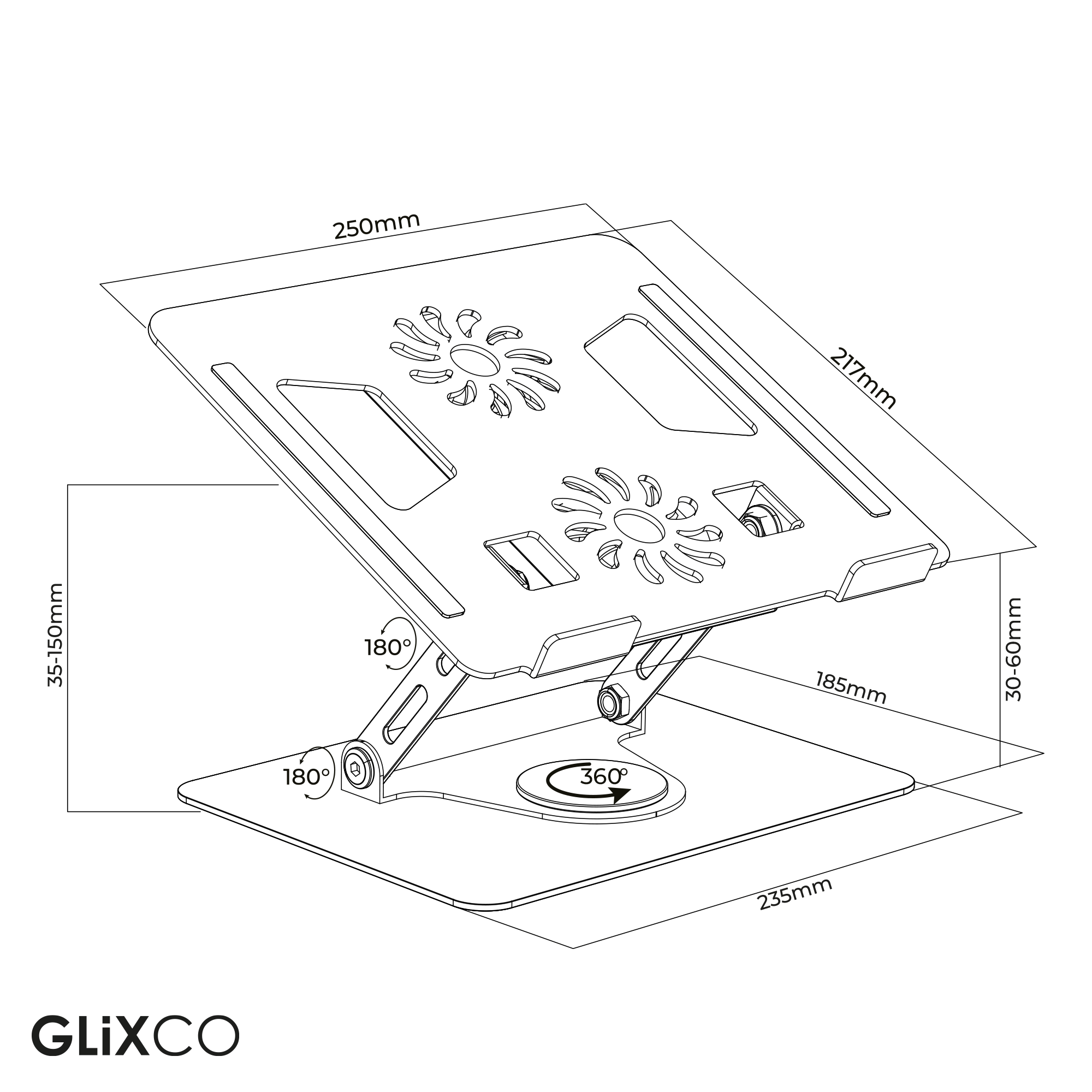 Soporte Plegable Giratorio 360°  para Laptop 11 a 15.6 Pulg / Cooler