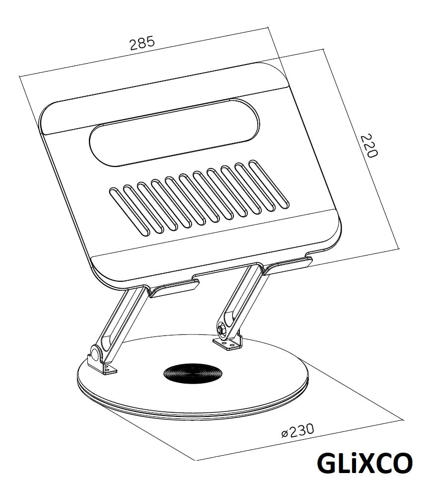 Soporte Elevador Plegable para Laptop 11 a 17 Pulg / Base Giratoria 360° / Altura Regulable