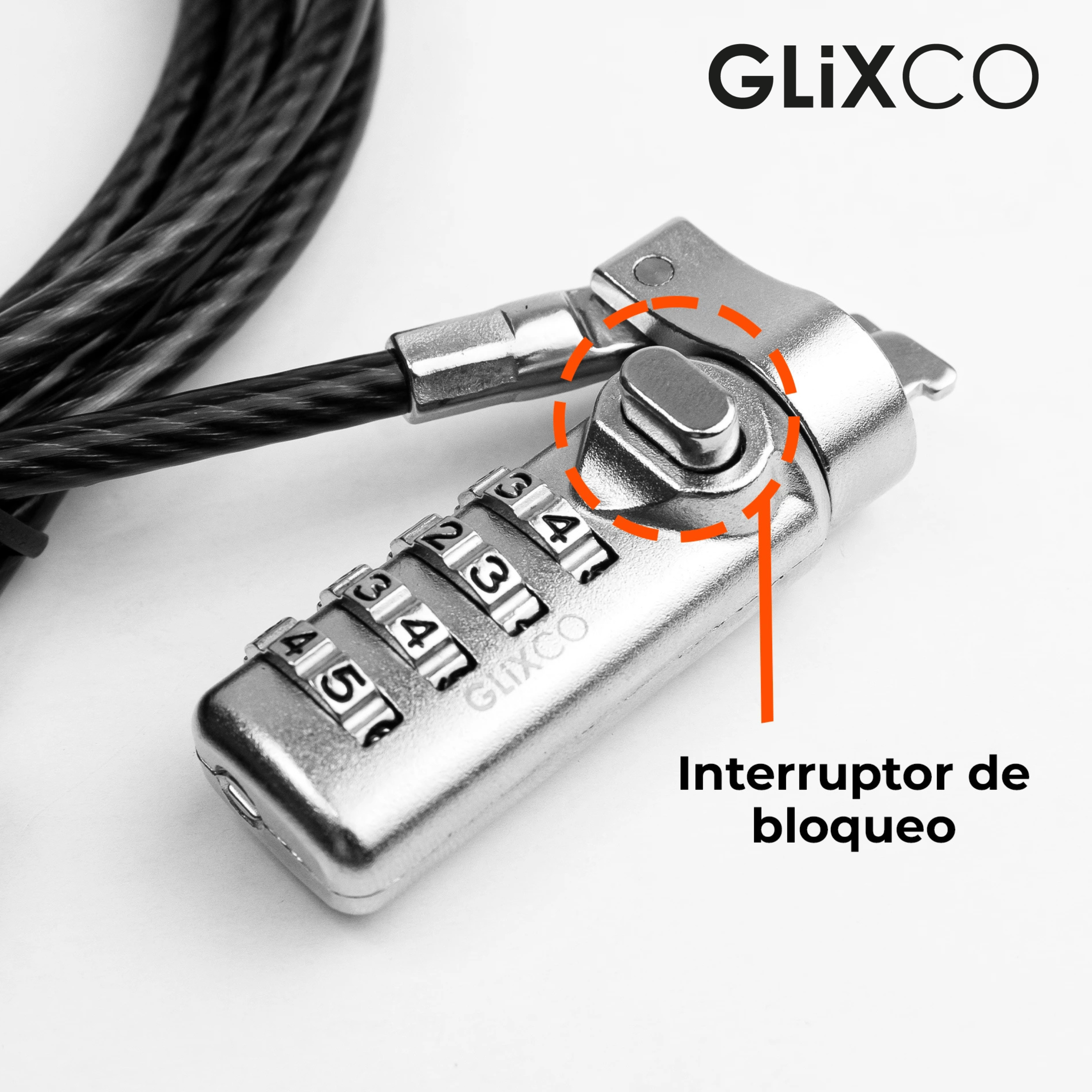 Cable de Seguridad para Laptop con Clave 4 dígitos / 2 Mt / Ranura Standard Kensington