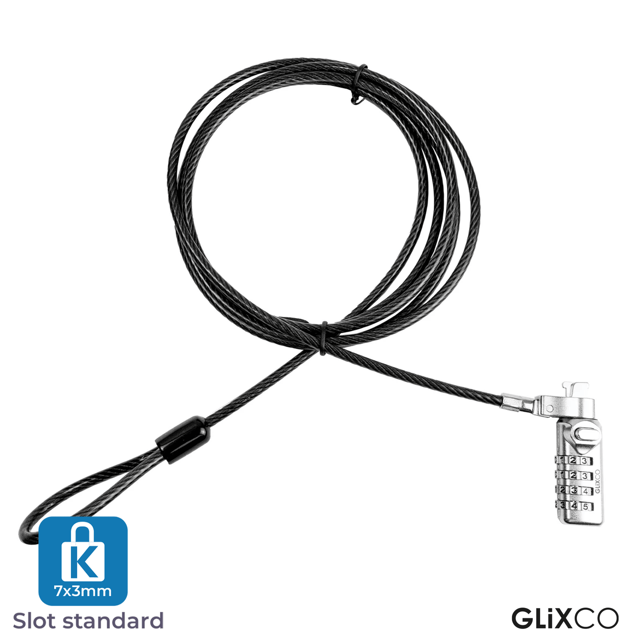 Cable de Seguridad para Laptop con Clave 4 dígitos / 2 Mt / Ranura Standard Kensington