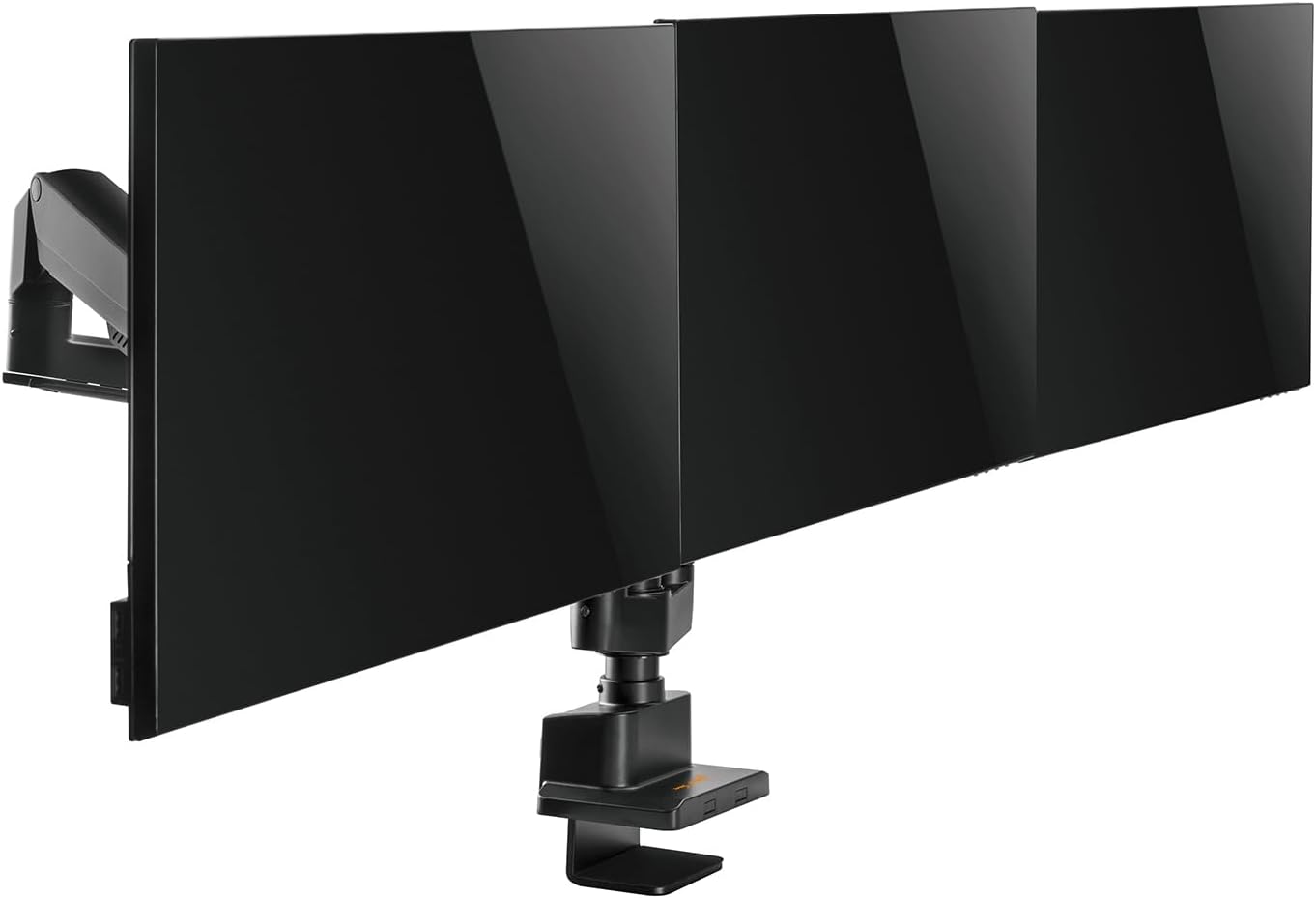 RACK CON TRIPLE BRAZO GAS SPRING PARA 3 MONITORES DE 17 A 30 PULG -MONTADO EN POSTE