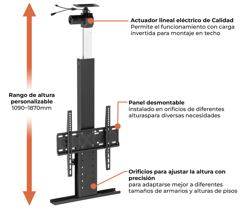 Soporte Electrico Elevación Motorizado para TV 32 a 55 Pulg / VESA Max 40x40cm / Carga 45 kg