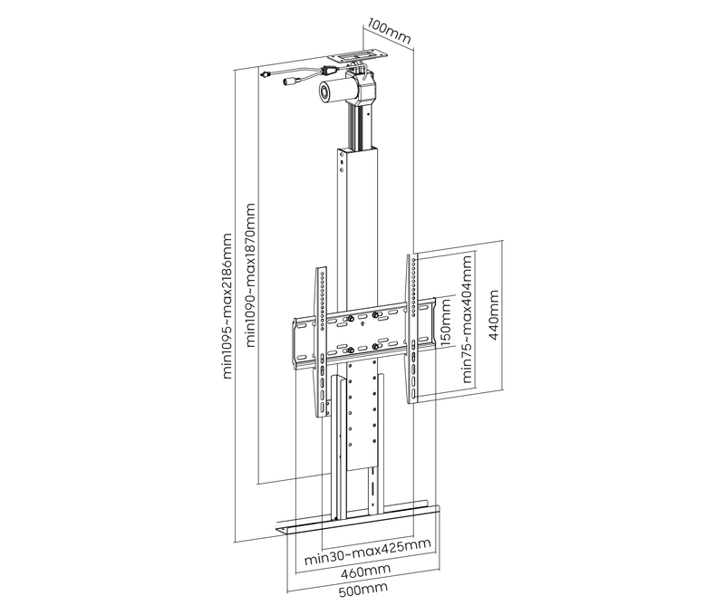 Soporte Electrico Elevación Motorizado para TV 32 a 55 Pulg / VESA Max 40x40cm / Carga 45 kg