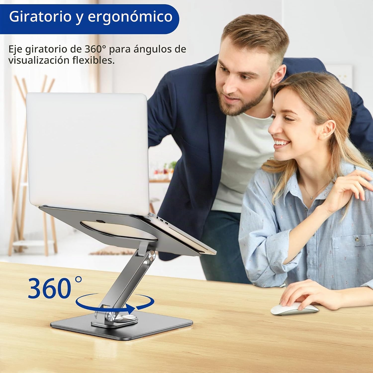 Soporte Plegable para Laptop 11 a 17 Pulg / Base Giratoria 360° / Altura Regulable